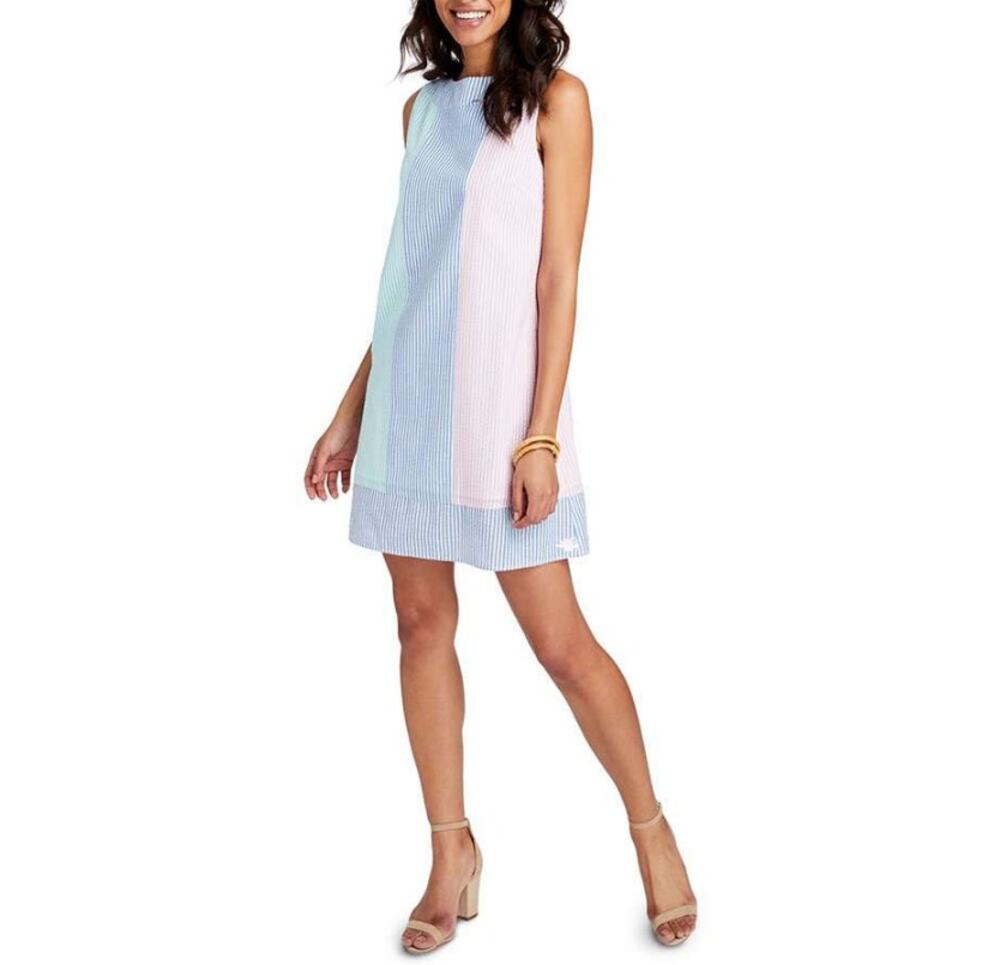 Vineyard Vines Women's Multi Colorblock Party Seersucker Shift Dress Size 2